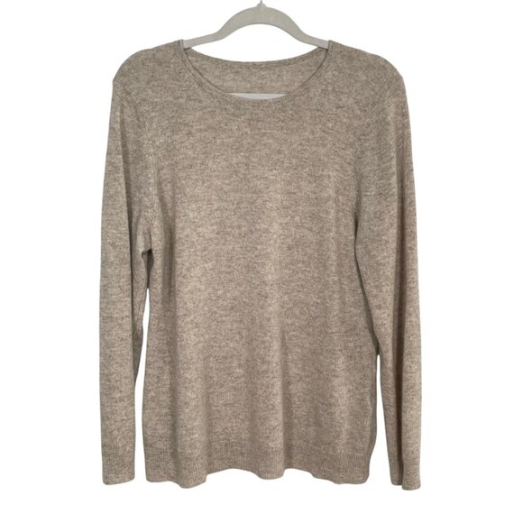 100% Cashmere Oatmeal Pullover Long Sleeve Crew Neck Neutral Sweater XL - Picture 8 of 8